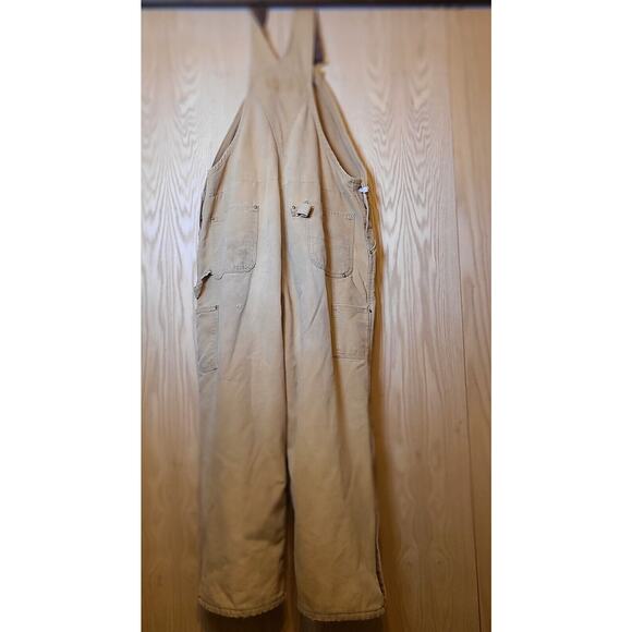 Vintage Carhartt Duck Bib Overalls 48x30 Red Quilted Insulated Double Knee "JOE" - Picture 2 of 16